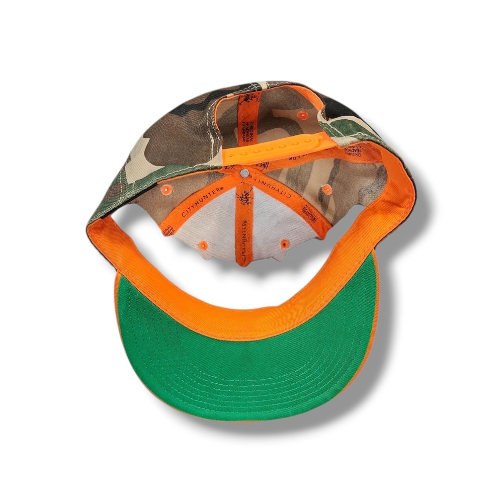 City Hunter Blaze Orange & Green Camo Snap Back Cap Hat Hunting - Picture 8 of 9